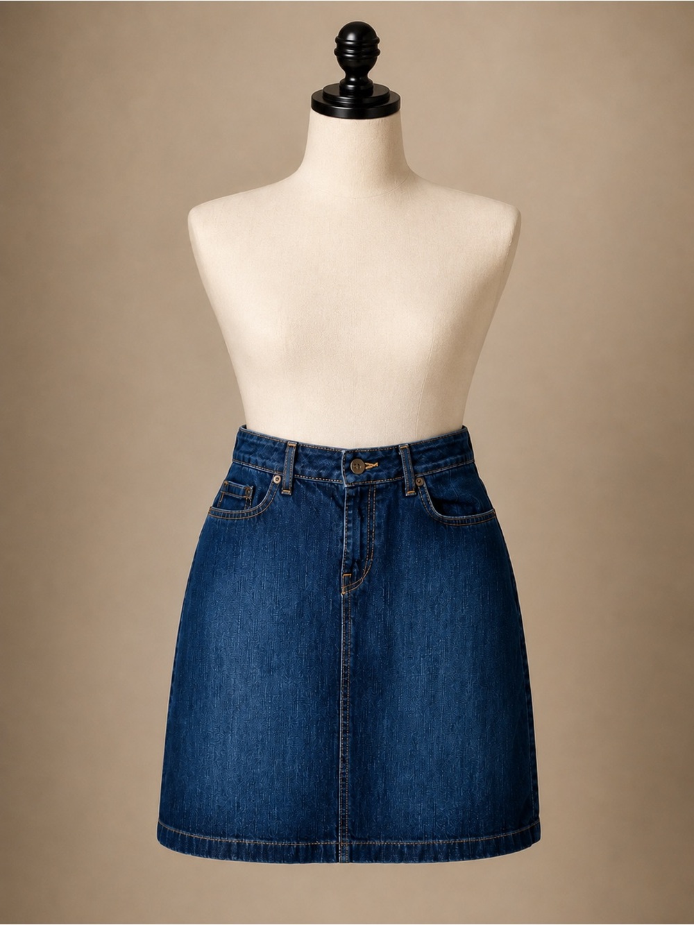 Dark Wash Denim Jean Skirt Straight Fit L.L.Bean Size 8